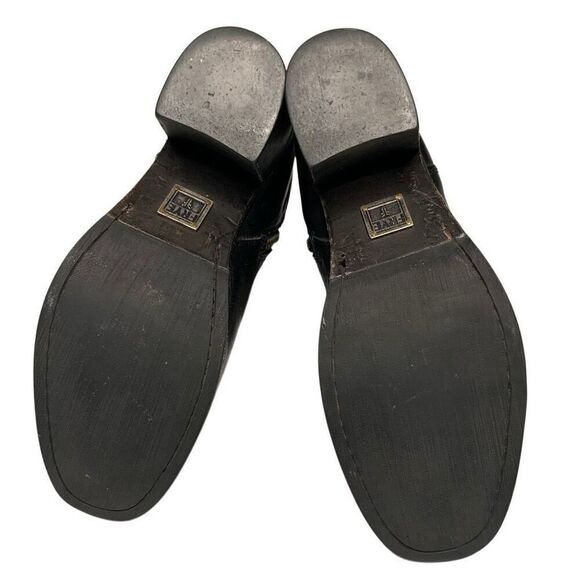 Frye Short Heeled Boots Leather Western Pull On Square Toe Size 6 Black Bootie - Picture 10 of 10